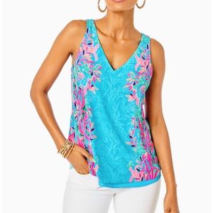 🆕Lilly Pulitzer Medium Florin Reversible Top Multi Seaweed Samba Engineered🩵